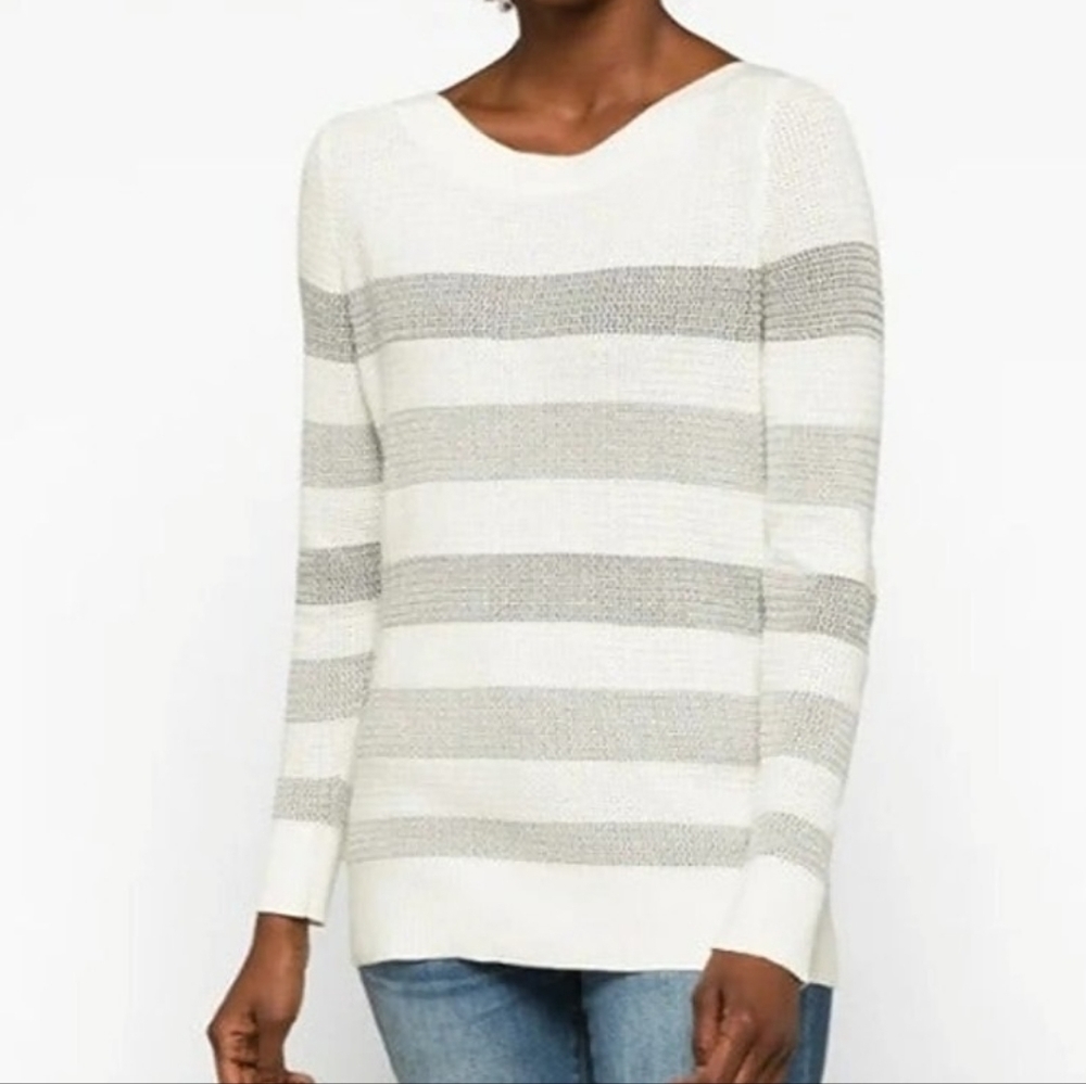 Market & Spruce Waffle Knit Plus Size Sweater 3X‎ Cotton Blend Striped Coastal